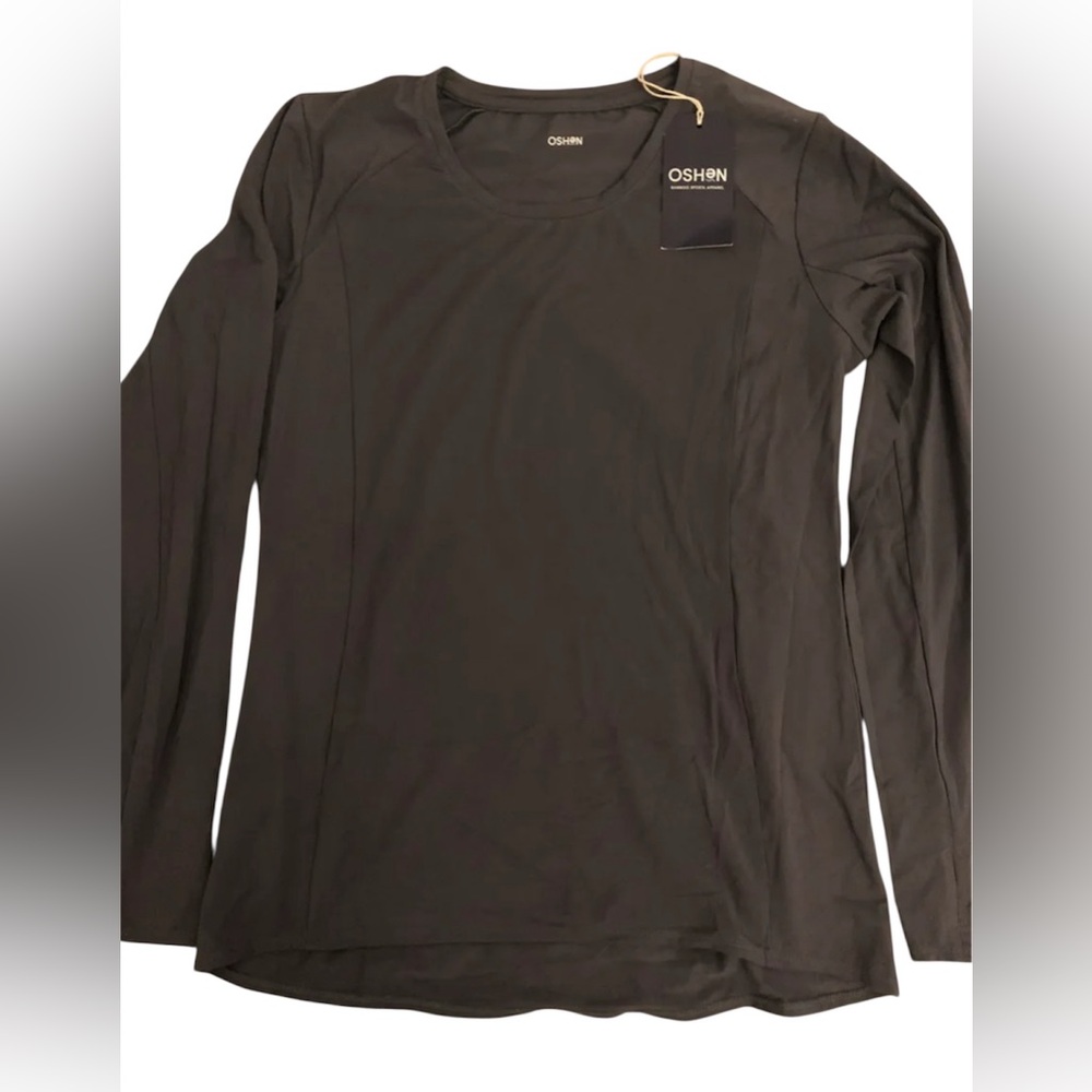 Oshen Active Long Sleeve Active Workout
Shirt Grey Blue Size Medium Thumb Holes